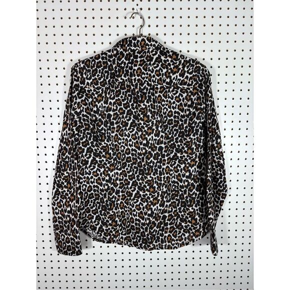 J.Crew leopard print linen blend button down shirt size 8 slim fit - Picture 2 of 4